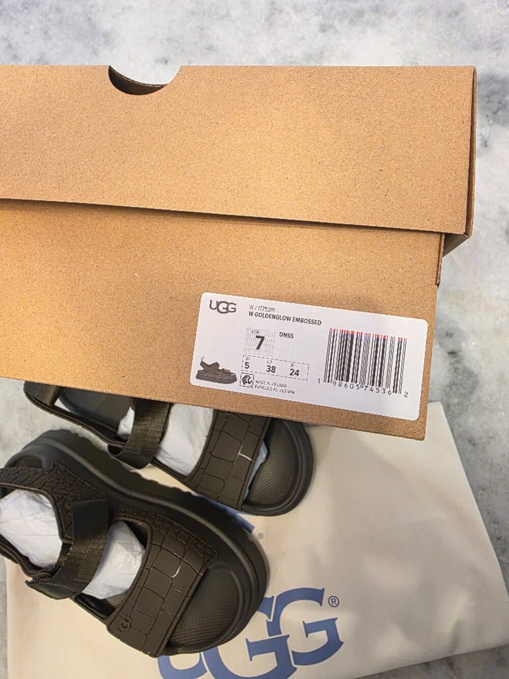 New UGG GoldenGlow Embossed Sandals - Picture 4 of 8